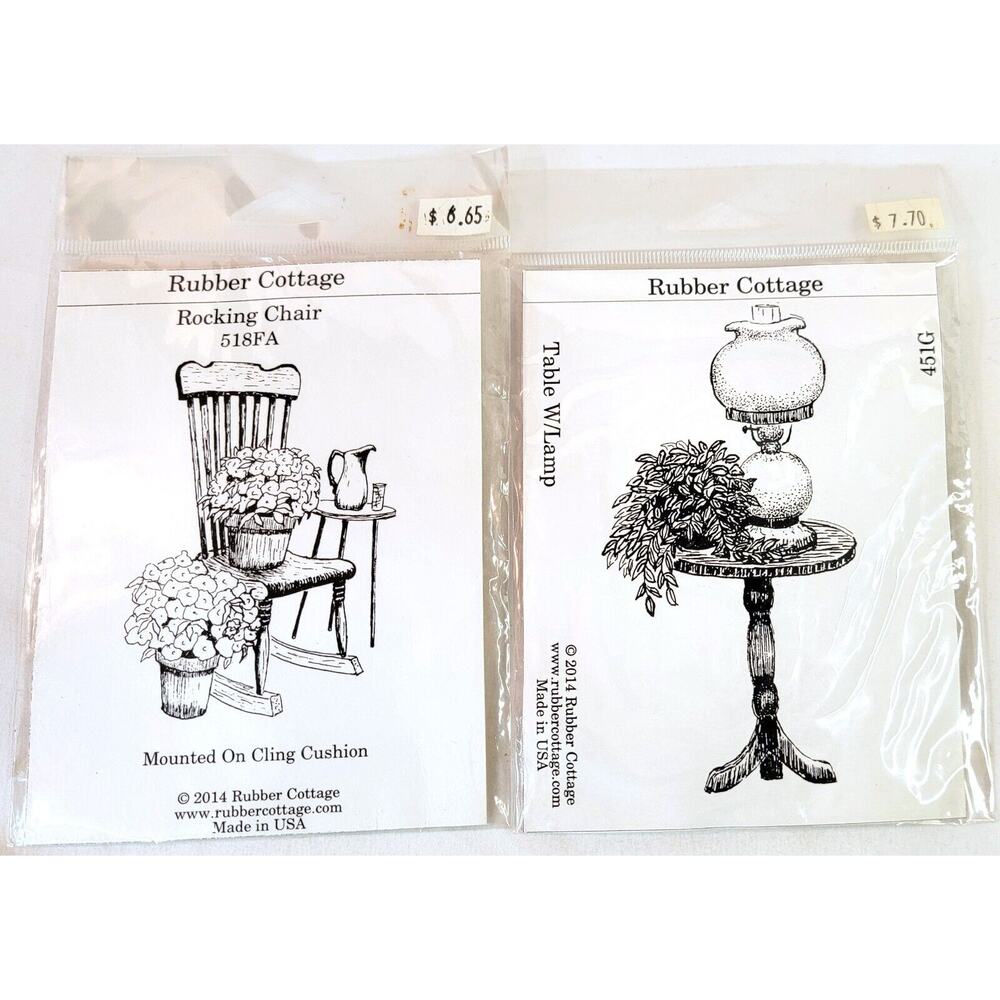 Rubber Cottage Stamps Rocking Chair 518FA Lamp on Table 451G Scrapbook